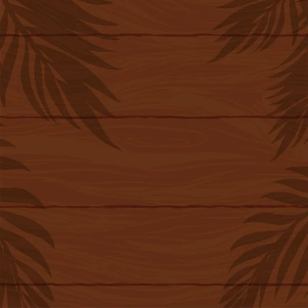 Vista Del Modello Segno Legno Con Silhouette Foglie Palma Design — Vettoriale Stock