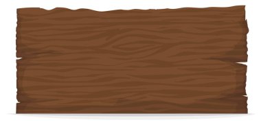 Beyaz arkaplan üzerinde çizgi film tarzında rustik ahşap işareti olan boş şablon.