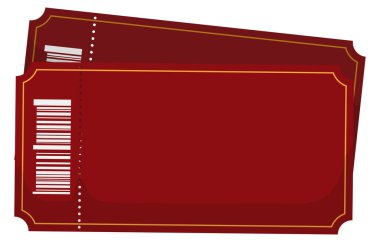 Altın çerçeveli ve barkodlu iki kırmızı bilet, önümüzdeki sezonluk etkinlikler için hazır..