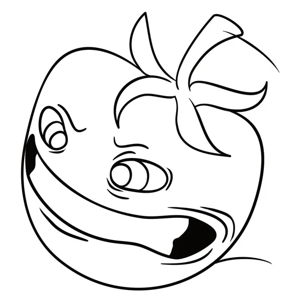 Літаючий Томатний Персонаж Високій Швидкості Смішним Жестом Дизайн Контурах Розмальовки — стоковий вектор