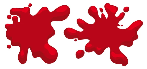 Set Two Red Splatter Cartoon Style White Background — стоковый вектор