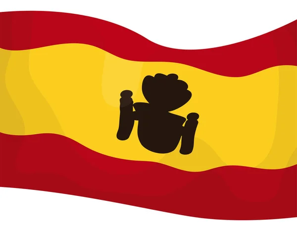 Drapeau Espagne Avec Silhouette Des Armoiries Style Dessin Animé Sur — Image vectorielle