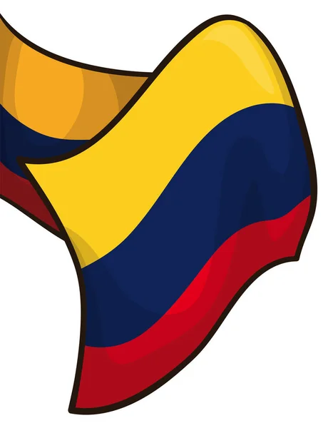 Bandeira Tricolor Colombiana Isolada Estilo Contornos Desenhos Animados Sobre Fundo — Vetor de Stock