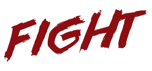 Дизайн с красными мазками кисти и слово Борьба, изолированные с фоном.