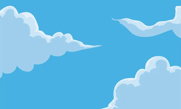 Vista Panorâmica Serena Calma Céu Azul Nuvens Estilo Cartoon — Vetor de Stock