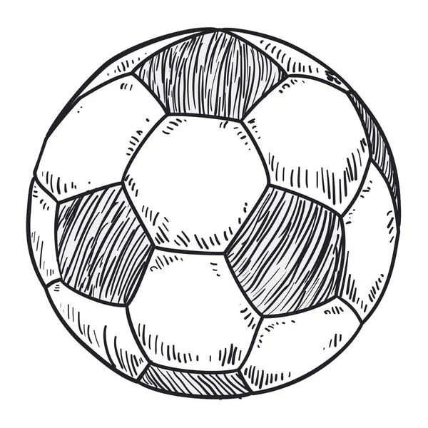 Design Hand Drawn Style Soccer Ball Isolated White Background — Stock vektor