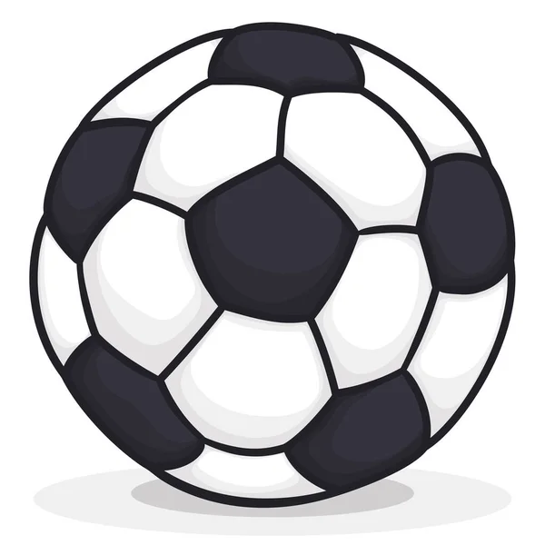 Design Style Dessin Animé Ballon Football Isolé Sur Fond Blanc — Image vectorielle