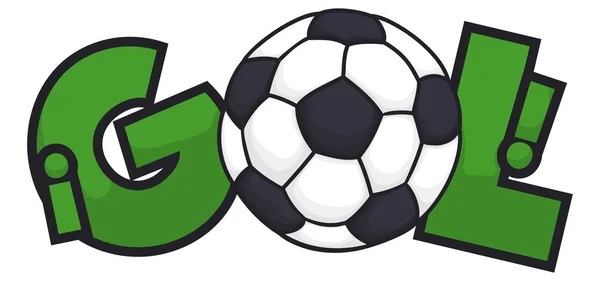 Sign Soccer Ball Cartoon Style Forming Word Gol Written Spanish — Stockový vektor