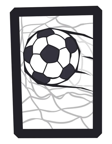 Design Square Frame Net Soccer Ball Entering Goal — Stock Vector