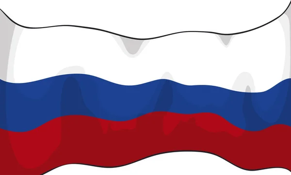 View Waving Patriotic Tricolor Russian Flag White Blue Red Stripes — Stockvector