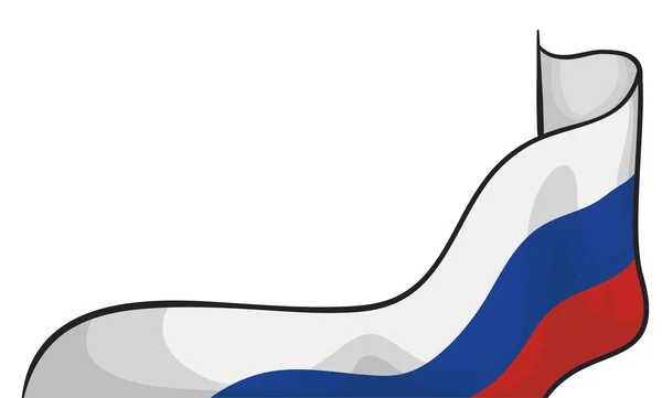 Ribbon Descending Line Right Bottom Side Waving Russian Flag — Vettoriale Stock