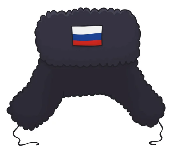 Patriotic Design Frontal View Ushanka Winter Hat Decorated Tricolor Flag — Stock vektor