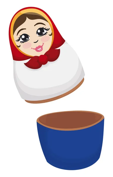 Empty Matryoshka Doll Design Beauty Woman Wearing Hood Design Cartoon — Stockový vektor