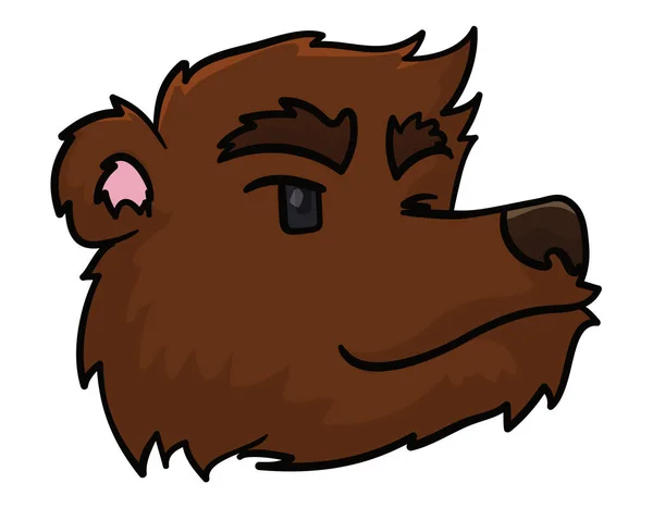Cool Proud Brown Bear Head Winking You Smiling Expression Design — Archivo Imágenes Vectoriales