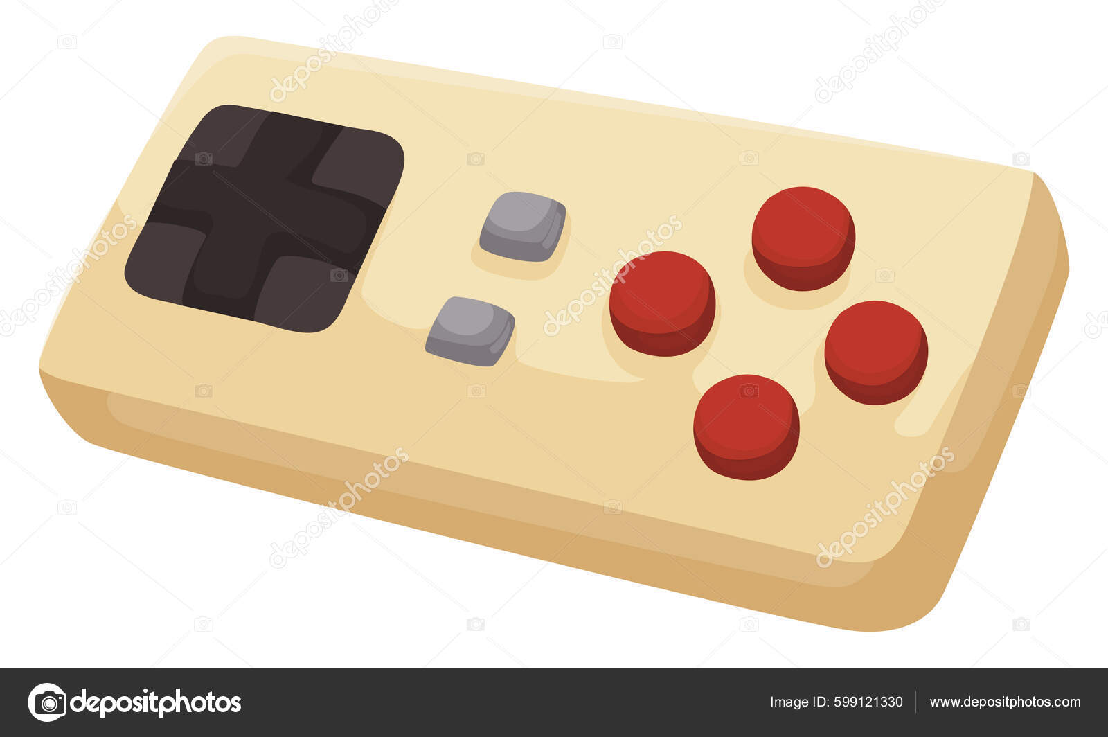 Classic Yellow Video Game Controller Buttons Dpad White Background