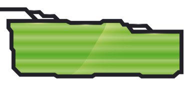 Irregular shaped template with bold frame and green color with gradient effect.