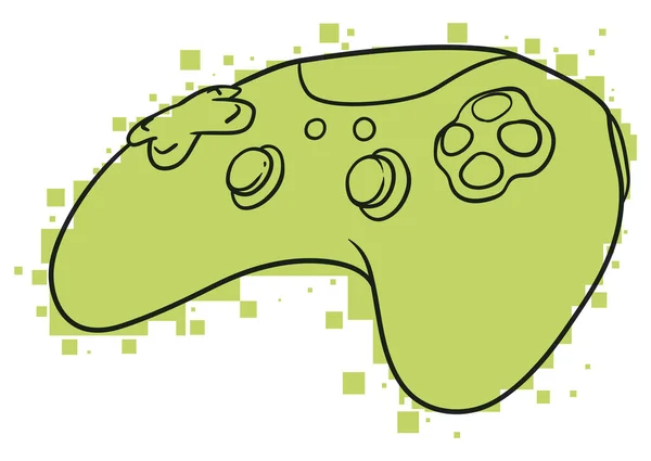 Video Game Controller Outlines Its Joysticks Buttons Pad Green Color — Vector de stock