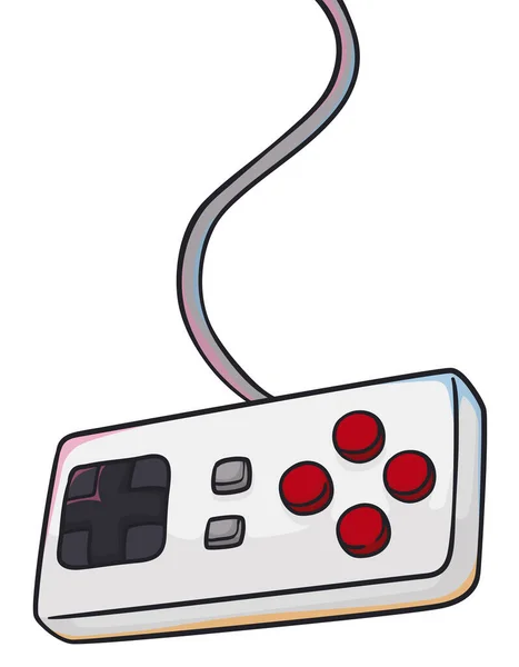 View Video Game Controller Hanging Its Cord Design Cartoon Style — Vector de stock