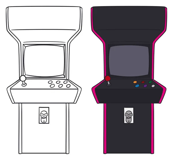 Sketch Outline Style Complete Version Design Arcade Video Game Flat — Vettoriale Stock