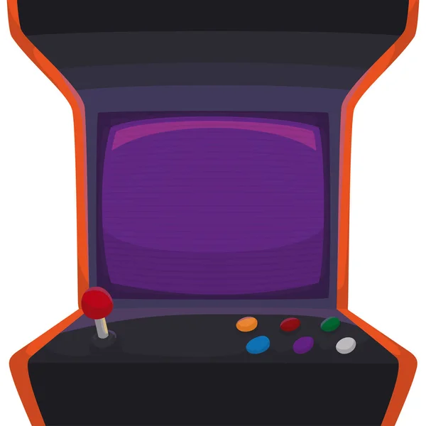 Frontal View Traditional Arcade Case Video Game Screen Scanlines Joystick — Vector de stock