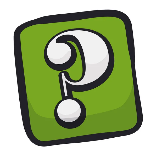 Green Icon Button Square Shape Question Mark — Vetor de Stock