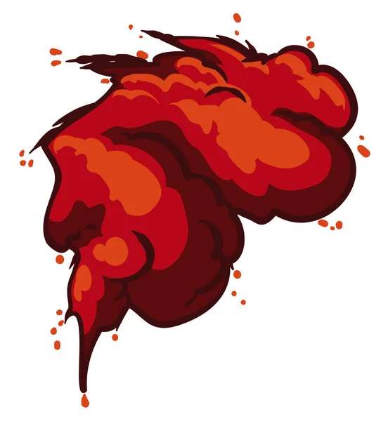 View Violent Explosion Debris Firewake Design Cartoon Style Isolated White — Vector de stock