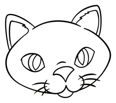 Cat face in outlines design ready for coloring, over white background.