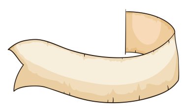 Long strip of scroll like an aged empty ribbon in cartoon style, over white background.