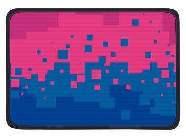 Template with rectangular button and rounded corners, with screen decorated with dots like pixels and scan lines effect.