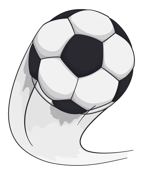 Ballon Football Avec Queue Vitesse Trajectoire Incurvée Style Dessin Animé — Image vectorielle