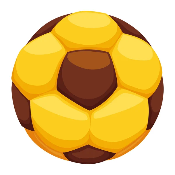 Χρυσή Και Γυαλιστερή Μπάλα Ποδοσφαίρου Στυλ Κινουμένων Σχεδίων Απομονώνονται Λευκό — Διανυσματικό Αρχείο