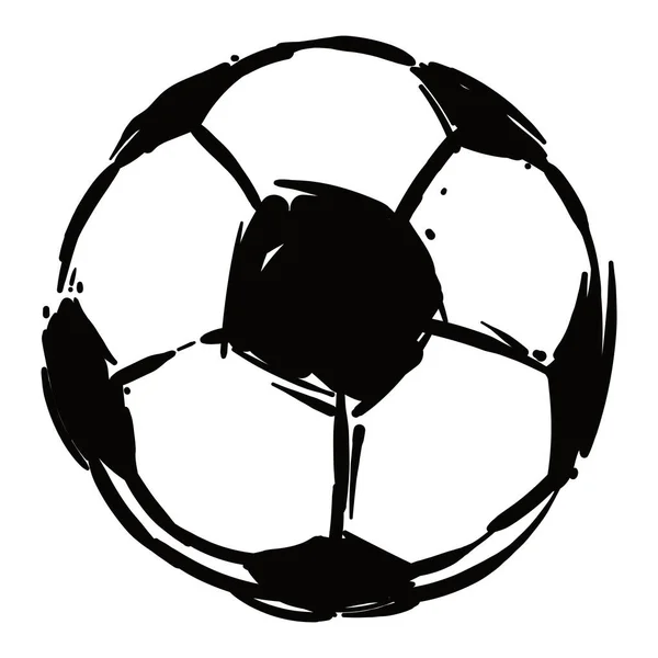 Dessin Ballon Football Peint Encre Noire Sur Fond Blanc — Image vectorielle