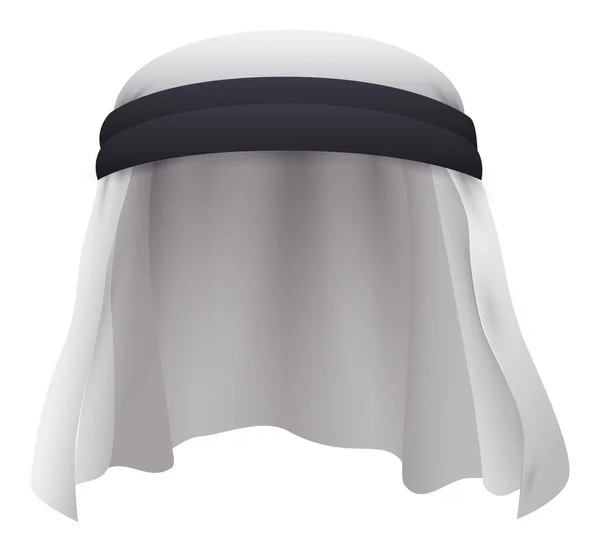 Tradicional Keffiyeh Blanco Unido Con Cordón Agal Negro Diseño Aislado — Vector de stock