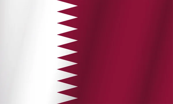 Bannière Avec Drapeau Qatar Ondulé Avec Ses Bandes Marron Blanches — Image vectorielle