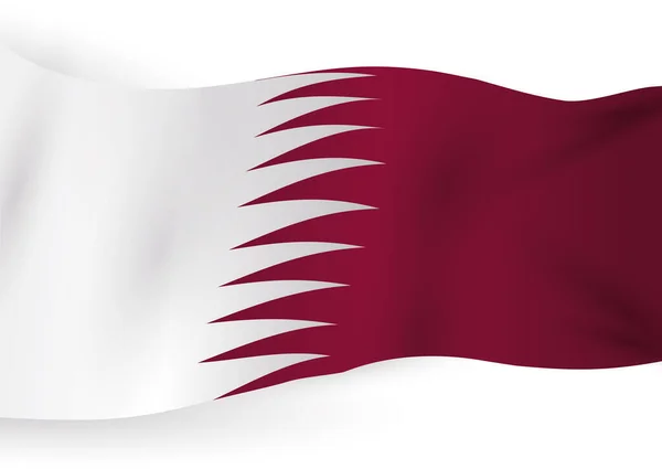 Drapeau Qatar Dentelé Blanc Marron Agitant Sur Fond Blanc — Image vectorielle