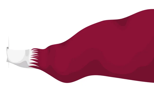 Drapeau Qatar Courbé Style Dessin Animé Sortant Gauche Sur Fond — Image vectorielle