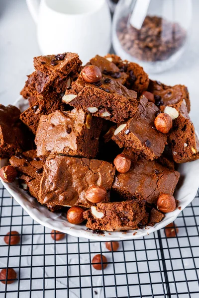 Chocolate Brownies Nuts Step Step Recipe — Stock Photo, Image