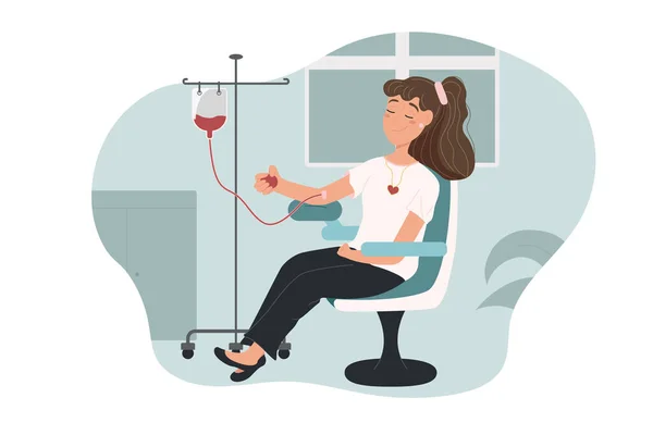 Světový Den Dárců Krve Ilustrace Dívkou Zachraňte Životy Darovat Krev — Stockový vektor