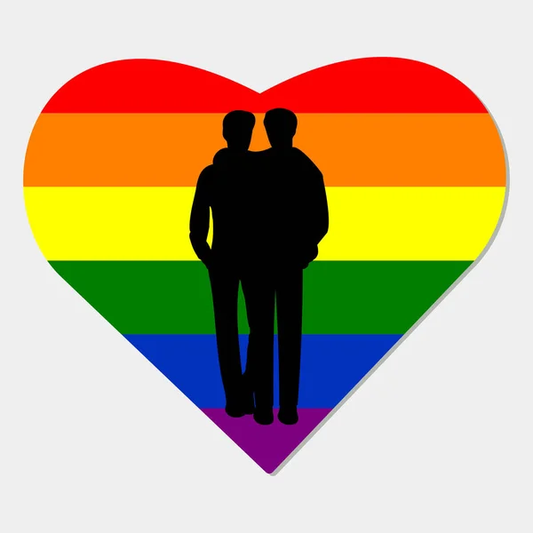 プライドフラグの背景にLgbtカップルのベクトルイラスト 虹色のLgbtコミュニティシンボル この写真は挨拶やバレンタインカードやデザインに使用できます — ストックベクタ