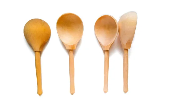 Wooden Spoons Different Positions Isolated White Background — Stock Photo, Image