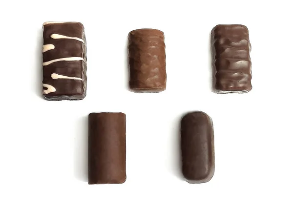 Doces Chocolate Isolados Fundo Branco — Fotografia de Stock