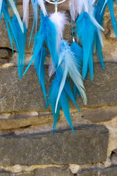 Dream Catcher Feathers Threads Beads Rope Hanging Dreamcatcher Handmade — Stock Photo, Image