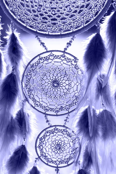 Dream Catcher Feathers Threads Beads Rope Hanging Dreamcatcher Handmade Very — Stock Photo, Image