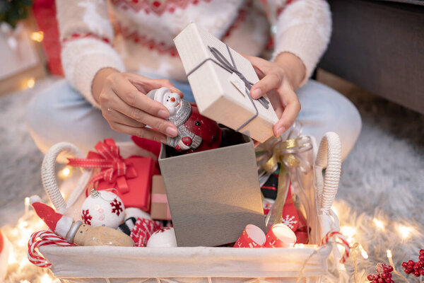 Woman Gift Present Christmas New Year Party Home Stock Image