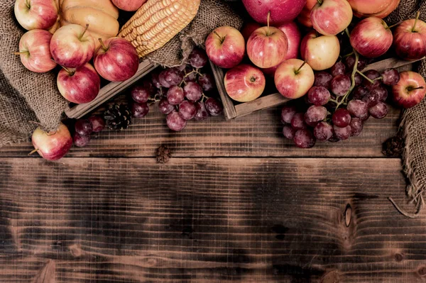 Őszi Szüret Őszi Szezon Gyümölcsökkel Zöldségekkel Stock Kép