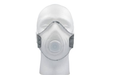 Beyaz bir arka plan üzerinde koruyucu yüz maskesi