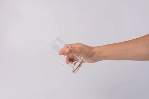 Hand Empty Glass Isolated White Background — Stockfoto