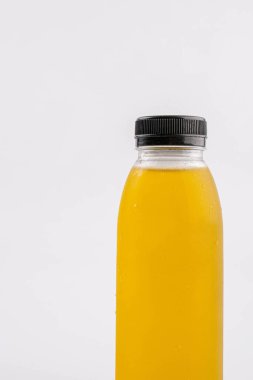 fruit and vegetable juice bottles isolated on white background,Close-up