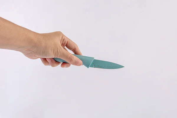 Hand Ceramic Kitchen Knife White Background — Fotografie, imagine de stoc