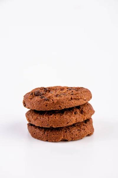 Galletas Chispas Chocolate Aisladas Sobre Fondo Blanco Galletas Dulces — Foto de Stock